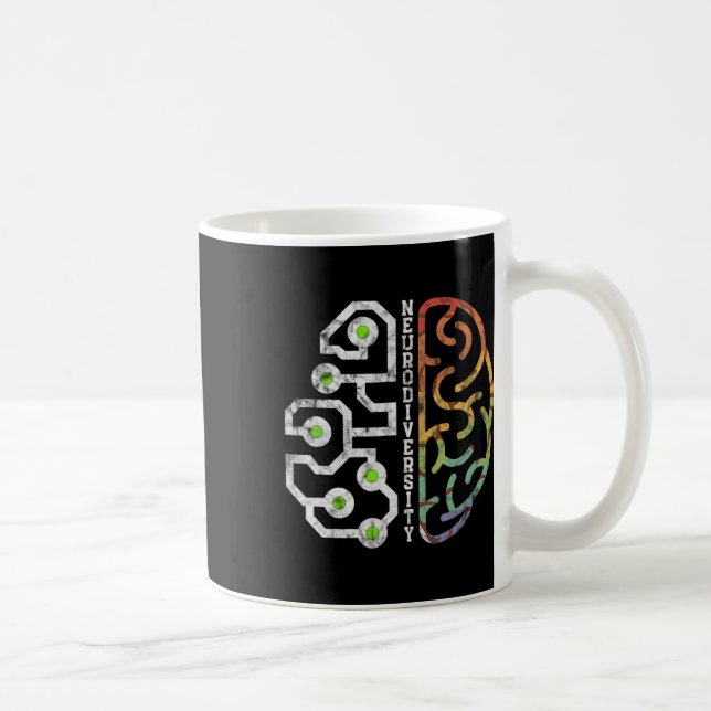 Caneca De Café Abraçar a Neurodiversidade Cérebro Conscientização (Direita)