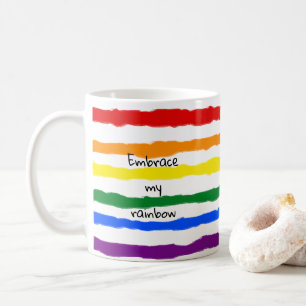 Caneca De Café Abraçar Meu Texto Personalizado Do Arco-Íris