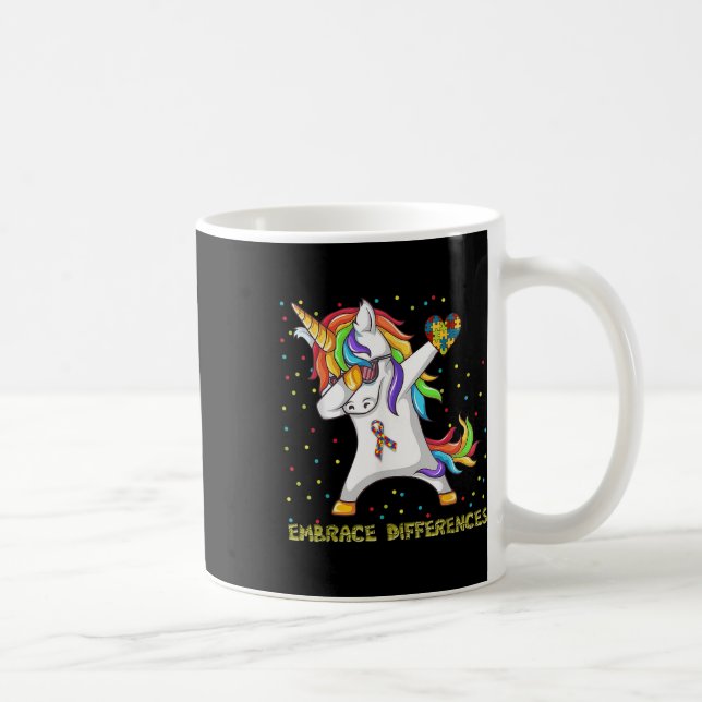 Caneca De Café Abrace diferenças Unicorn Dabbing Quebra-cabeça Au (Direita)