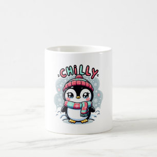 Caneca De Café Abraço de Cachecol Nevado do Pinguim Gelado