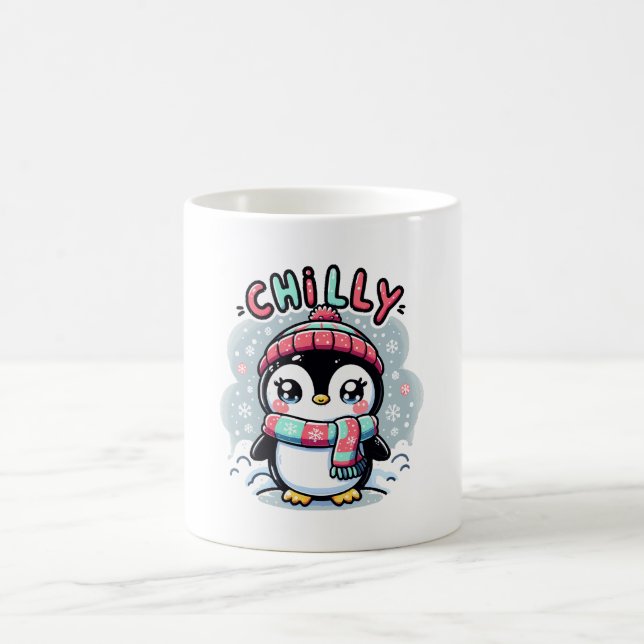 Caneca De Café Abraço de Cachecol Nevado do Pinguim Gelado (Centro)