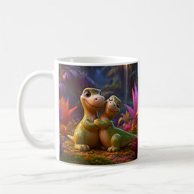 Caneca De Café Abraço de Dino na Floresta Mágica (Esquerda)
