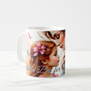 Caneca De Café Abraço do Dia das Mães em Estilo Floral Aquarela