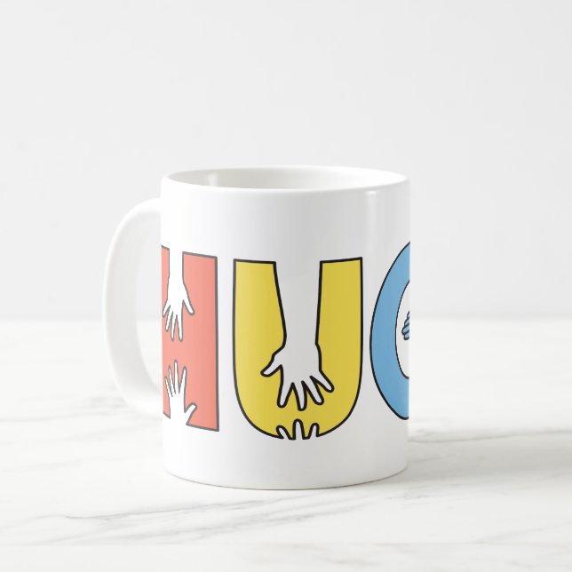 Caneca De Café ABRAÇOS (cor) (Frente Esquerda)