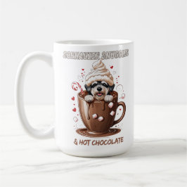 Caneca De Café Abraços de Schnauzer e Chocolate Quente