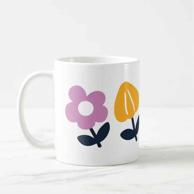 Caneca De Café Abraços e Narizes Molhados de abril - Parte Floral (Esquerda)