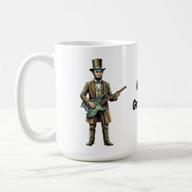 Caneca De Café Abraham Lincoln Cabeça de Guitarra Sem Cabeça em M (Esquerda)