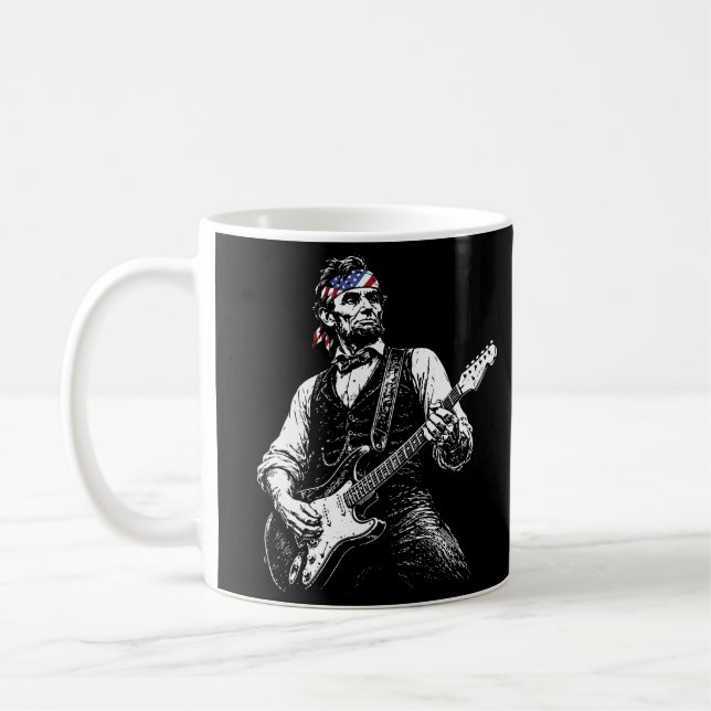 Caneca De Café Abraham Lincoln Tocando Guitarra (Esquerda)