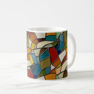 Caneca De Café Abstração do Mosaico de Vidro Colorido