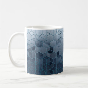 Caneca De Café Abstração geométrica de hexágonos num alivio a