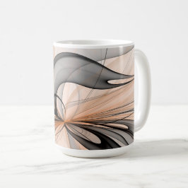 Caneca De Café Abstract Anthracite Gray Sienna Modern Fractal Art