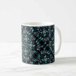 Caneca De Café Abstract Aquatic Shaded Repeating Pattern Swirls