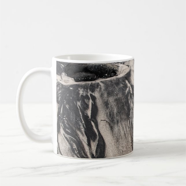 Caneca De Café Abstract Black and White Sand Textures with Rocks  (Esquerda)