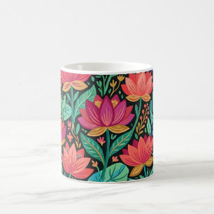 Caneca de Café Abstract Boho Lotus Borboletas