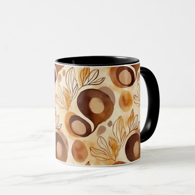 Caneca de Café Abstract Botanical – Cores Suaves d (Frente Esquerda)