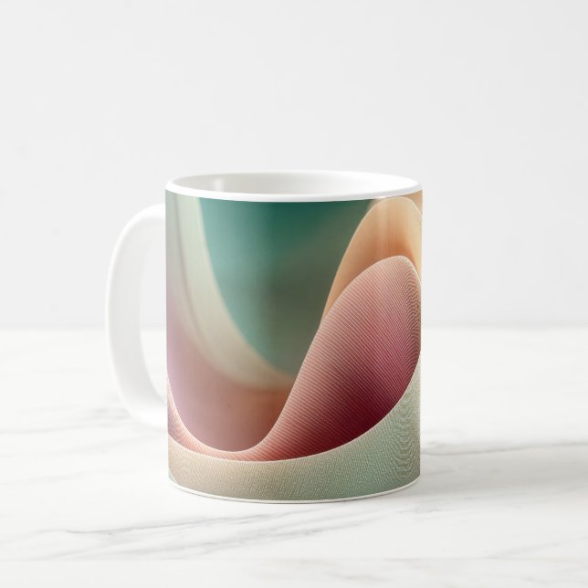 Caneca De Café Abstract Drapery with Pastel Gradient Flow (Frente Esquerda)