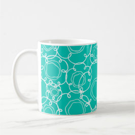 Caneca De Café Abstract Floral Matrix (Teal) Fine Art