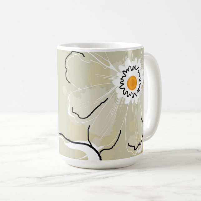 Caneca De Café Abstract Flowers Coffee/Hot Chocolate Mug (Frente Esquerda)