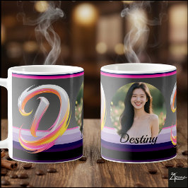 Caneca De Café Abstract Fluid Letter D Neon Brush