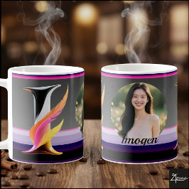 Caneca De Café Abstract Fluid Letter I Neon Feather