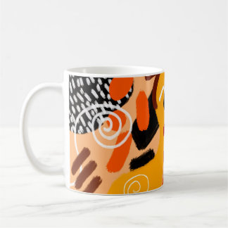 Caneca De Café Abstract Hand Drawing Geometric Shapes Brush Strok