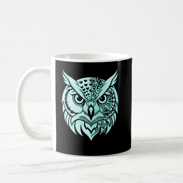 Caneca De Café Abstract Owl Identity – Symbolic Observer Modern  (Esquerda)