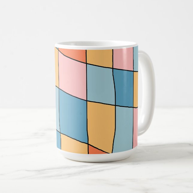 Caneca De Café Abstract Pastel Geometric Pattern Mug (Frente Esquerda)