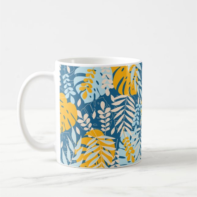 Caneca De Café Abstract seamless pattern with tropical leaves and (Esquerda)