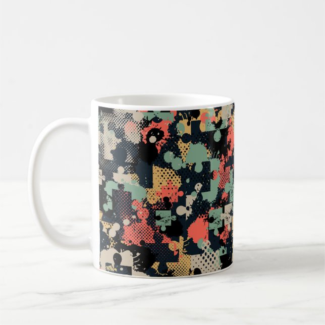 Caneca De Café Abstract seamless puzzle pattern with puzzle, squa (Esquerda)