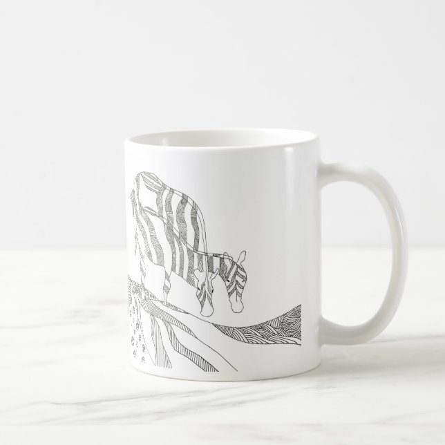 Caneca De Café Abstract stick figure custom mug giraffe (Direita)