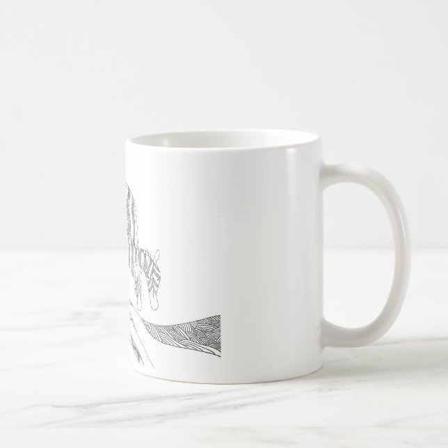 Caneca De Café Abstract stick figure custom mug giraffe (Direita)