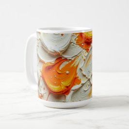 Caneca De Café Abstract Swirling Teal and Orange Glossy Fluid Spl