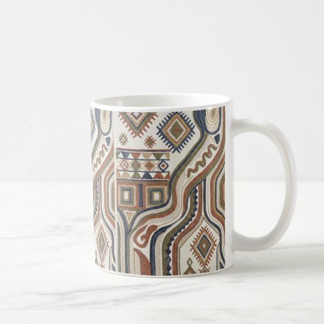 Caneca De Café Abstract Tribal Geometric Embroidery Pattern (Direita)
