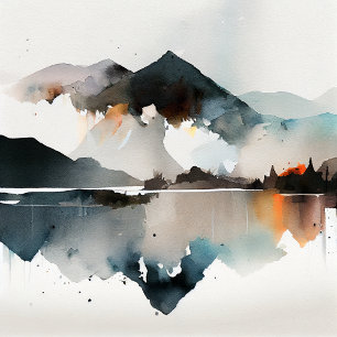 Caneca De Café Abstract Watercolor Mountain Landscape