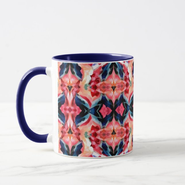 Caneca de Café Abstrata -Azul e Rosa (Esquerda)