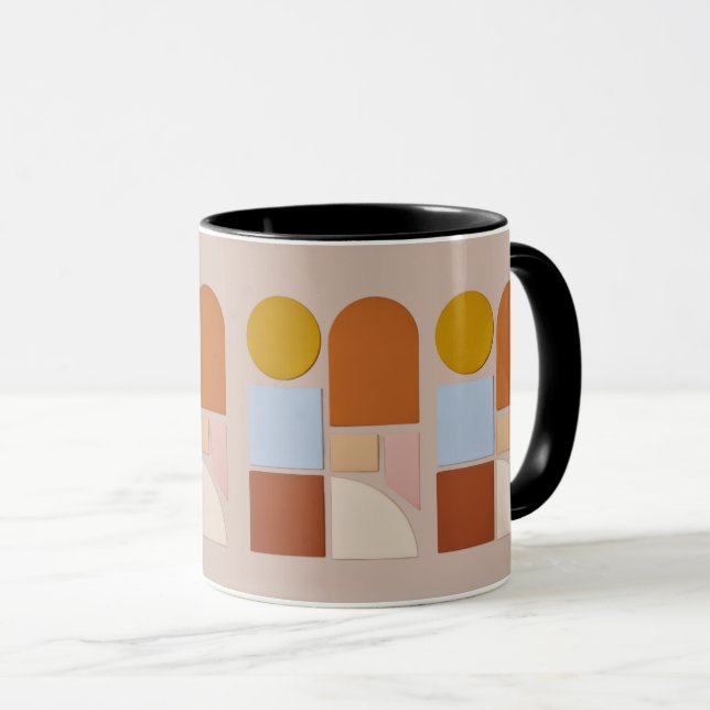 Caneca de Café Abstrata Geométrica Moderna (Frente Esquerda)