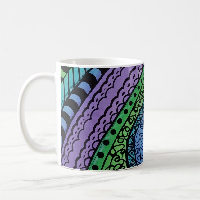 Caneca de Café Abstrata Sonhos em Azul (Esquerda)
