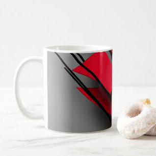Caneca de Café Abstrata Vermelha e Preta Moderna