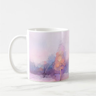Caneca De Café Abstrato a pintar a paisagem da floresta de invern