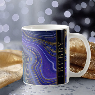 Caneca De Café Abstrato Agate Wedding Hubby Midnight ID827