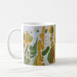 Caneca De Café Abstrato amarelo, cobre e verde