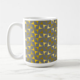 Caneca De Café Abstrato, amarelo-padrão e cinza