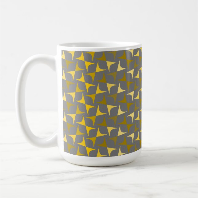 Caneca De Café Abstrato, amarelo-padrão e cinza (Esquerda)