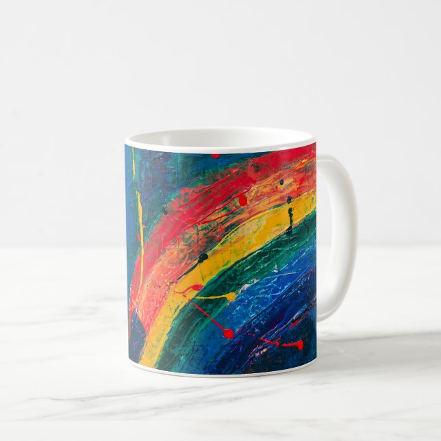 Caneca De Café Abstrato arco-íris (Frente Esquerda)