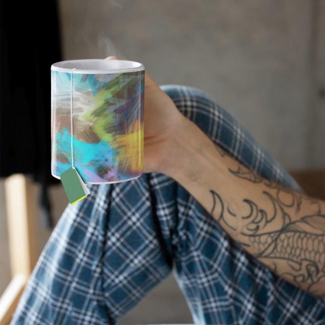 Caneca De Café Abstrato Art Brushstrokes Coffee Mug (Criador carregado)
