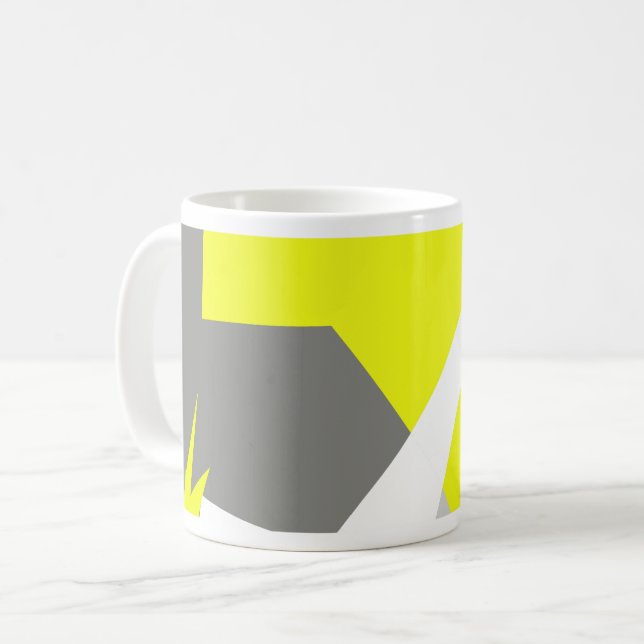 Caneca De Café Abstrato Art Energy Yellow Cinza (Frente Esquerda)