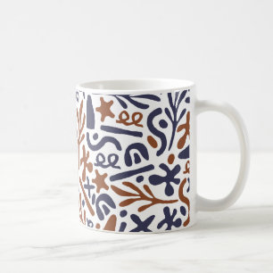 Caneca De Café Abstrato Art Mug - Taça Cerâmica Blue & Earth Tone