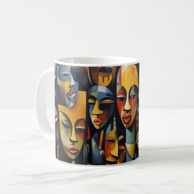 Caneca De Café Abstrato Art nigeriano, África, Arte Africana (Frente Esquerda)