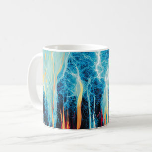 Caneca De Café Abstrato Art Padrão Vermelho e Energia Elétrica Az