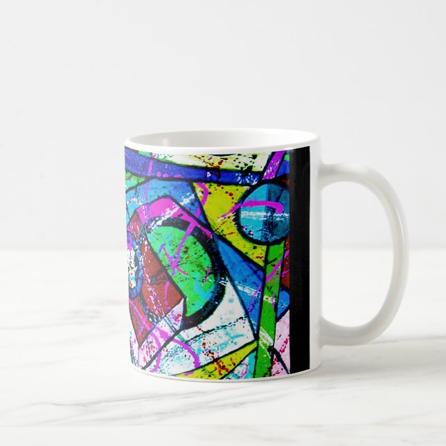 Caneca De Café Abstrato Art-Title:Juggler-Green Tint (Direita)